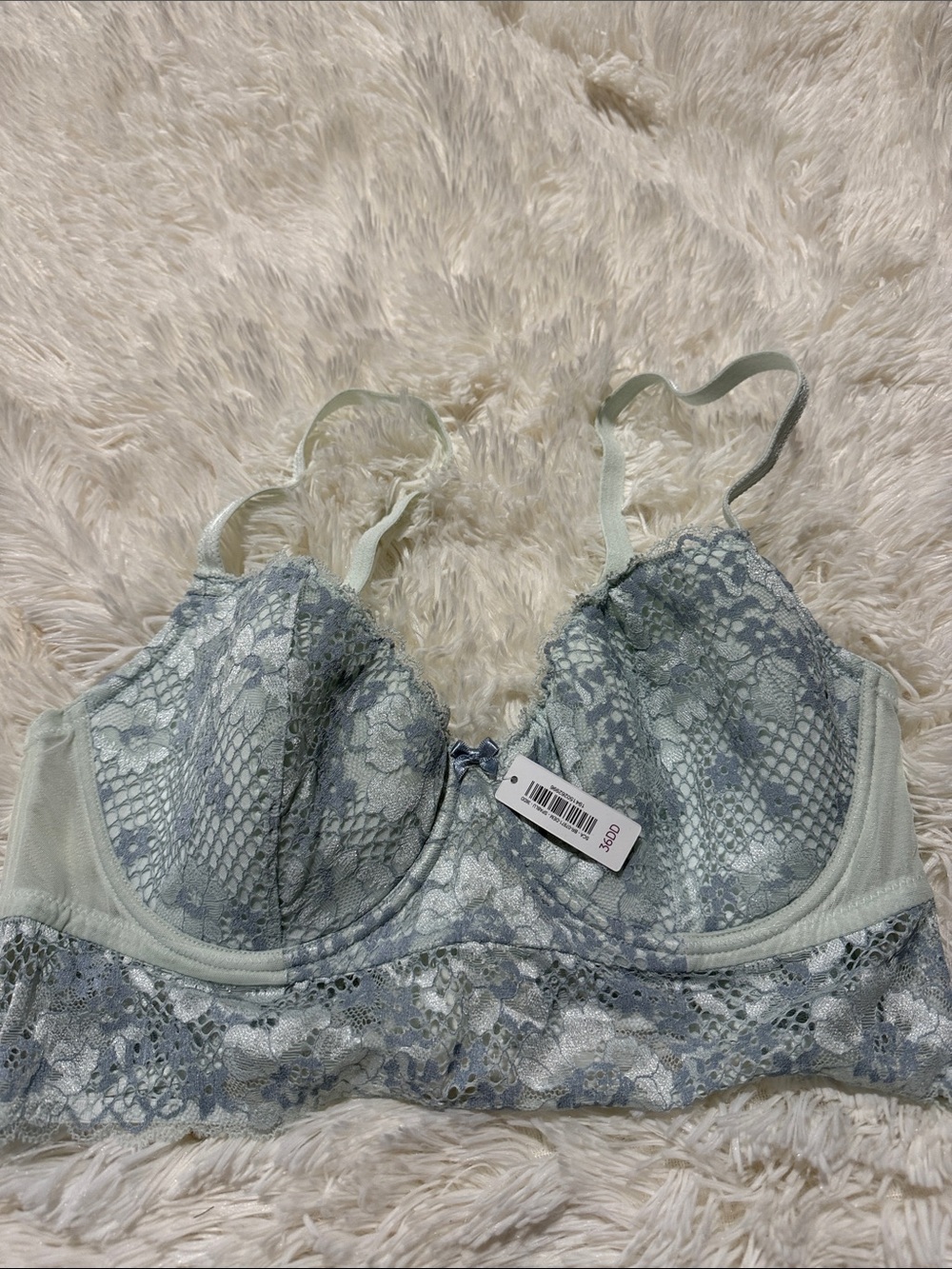 Adore Me Pale Sage Lace Longline Bra